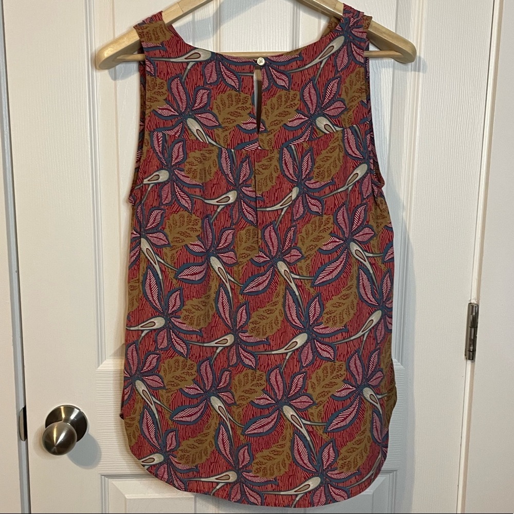 LOFT tropical floral print shell tank blouse sz M - Picture 5 of 9